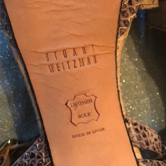 Stuart Weitzman Snake python ankle strap platform high heel sandals - Picture 10 of 14